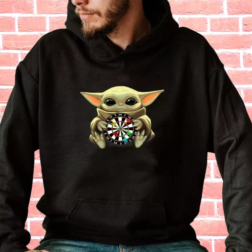 Streetwear Hoodie Baby Yoda Playing Darts