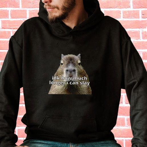 Streetwear Hoodie Dk How Much Longer I Can Slay Capybara Sarcastic Dank 1