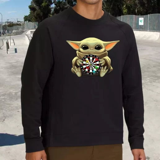 Streetwear Sweatshirt Baby Yoda Playing Darts