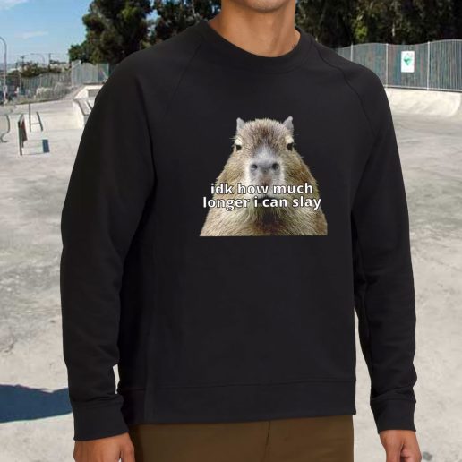 Streetwear Sweatshirt Dk How Much Longer I Can Slay Capybara Sarcastic Dank 1