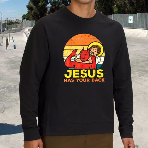 Streetwear Sweatshirt Jesus Has Your Back Jiu Jitsu 1