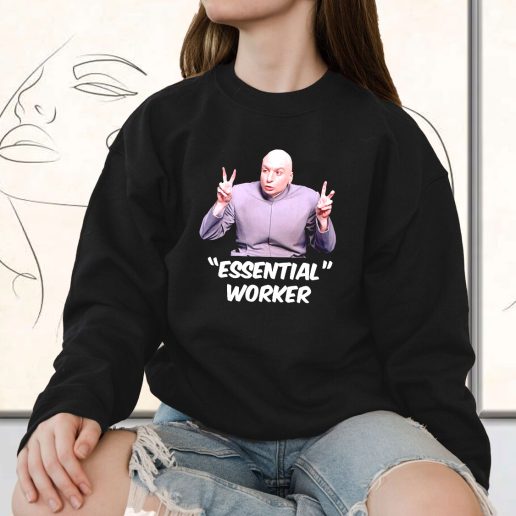 Vintage Sweatshirt Dr Evil Sarcasm Air Quote Essential Worker 1
