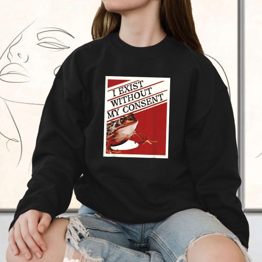 Vintage Sweatshirt I Exist Without My Consent Frog 1