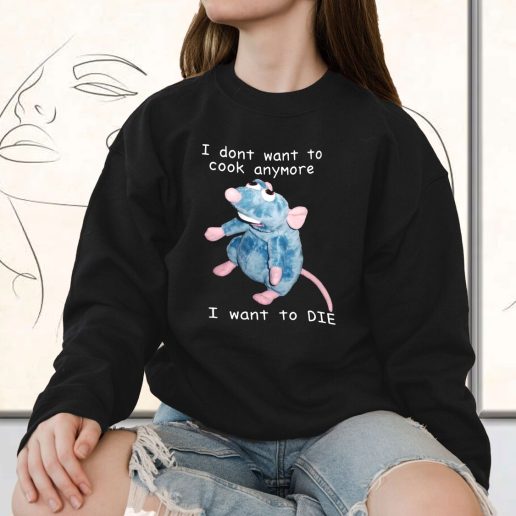 Vintage Sweatshirt Remy Rat I Dont Want To Cook Anymore I Want To Die 1