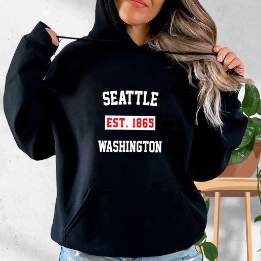 Aesthetic Hoodie Seattle EST 1865 Washington 1