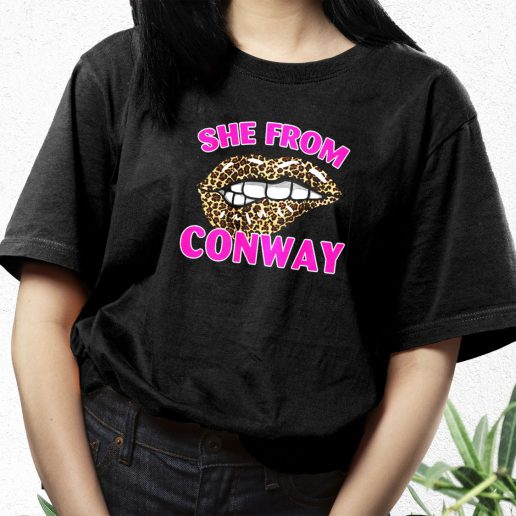 Aesthetic T Shirt She From Conway Arkansas Cheetah Leopard 1