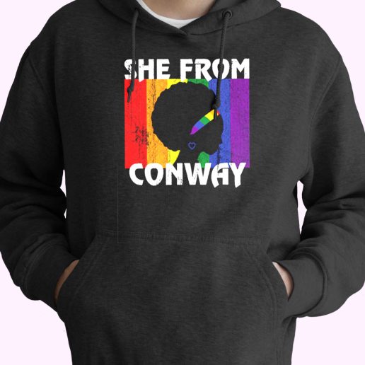 Black Girl She From Conway Arkansas Vintage Hoodie 1