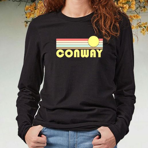 Black Long Sleeve T Shirt Conway Arkansas Sunset 1