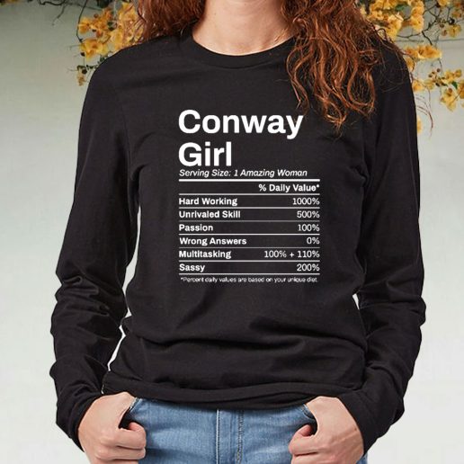 Black Long Sleeve T Shirt Conway Girl Arkansas Nutrition Facts 1