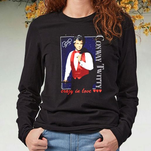 Black Long Sleeve T Shirt Conway Twitty Crazy In Love 1