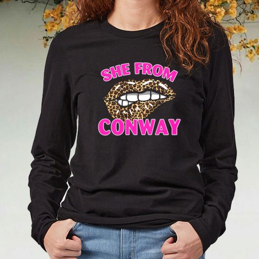 Black Long Sleeve T Shirt She From Conway Arkansas Cheetah Leopard 1