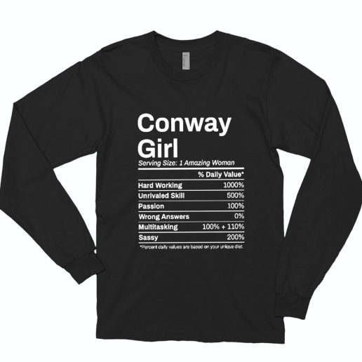 Conway Girl Arkansas Nutrition Facts Long Sleeve T Shirt 1