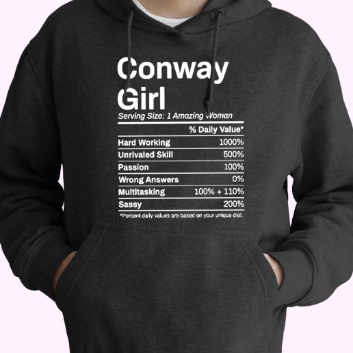 Conway Girl Arkansas Nutrition Facts Vintage Hoodie 1