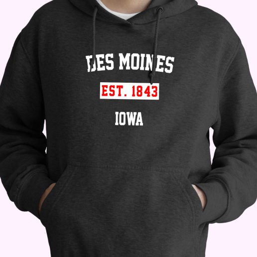 Des Moines Est 1843 Iowa Vintage Hoodie 1