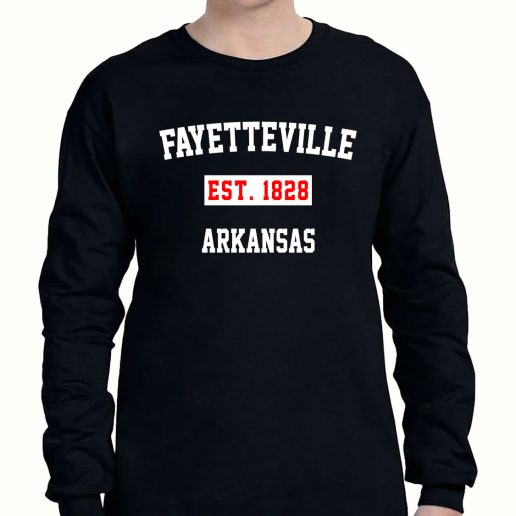 Graphic Long Sleeve T Shirt Fayetteville Est 1828 Arkansas 1