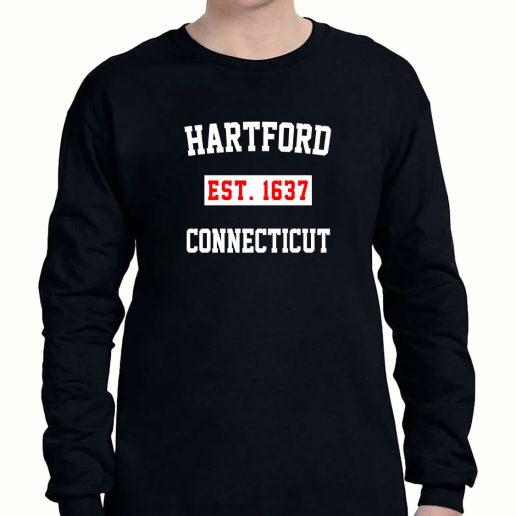 Graphic Long Sleeve T Shirt Hartford Est 1637 Connecticut 1