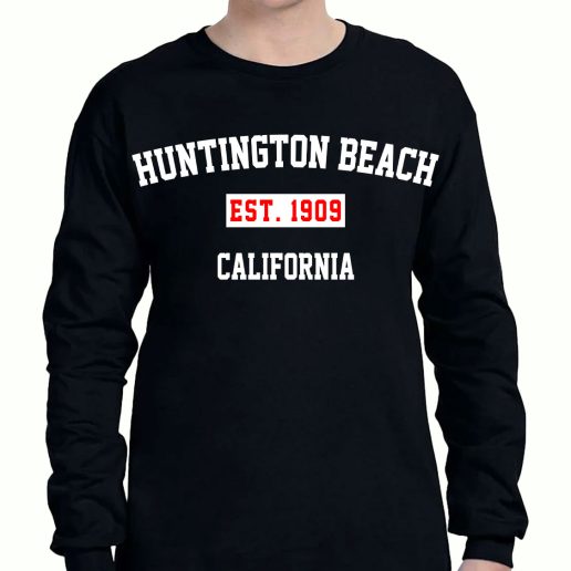 Graphic Long Sleeve T Shirt Huntington Beach Est 1909 California 1