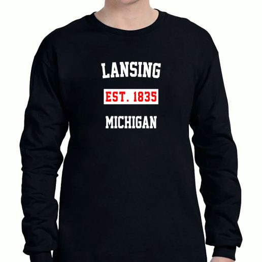 Graphic Long Sleeve T Shirt Lansing Est 1835 Michigan 1