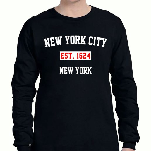 Graphic Long Sleeve T Shirt New York City Est 1624 New York 1