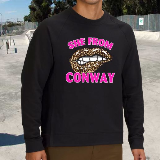 Streetwear Sweatshirt She From Conway Arkansas Cheetah Leopard 1