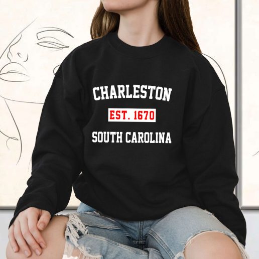 Vintage Sweatshirt Charleston Est 1670 South Carolina 1