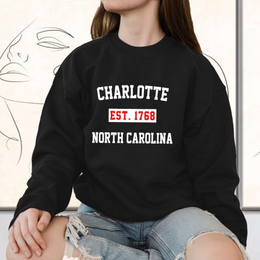 Vintage Sweatshirt Charlotte Est 1768 North Carolina 1