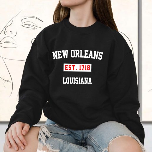 Vintage Sweatshirt New Orleans Est 1718 Louisiana 1