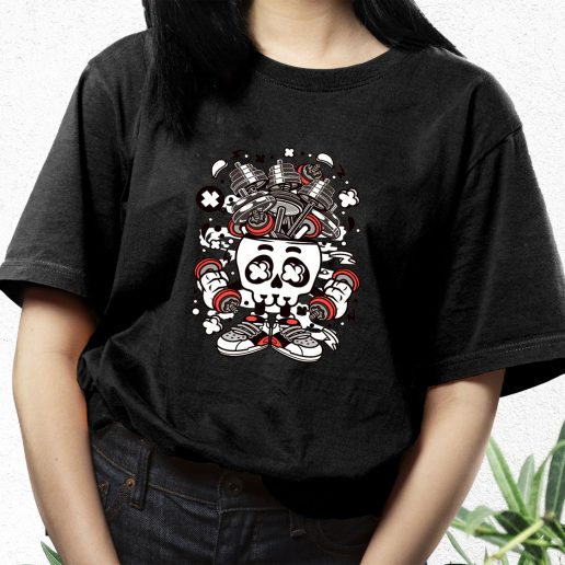 Aesthetic T Shirt Barbell Skull Head Fashion Trends