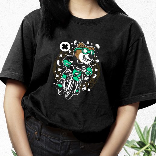 Aesthetic T Shirt Bear Motocross Rider Fashion Trends