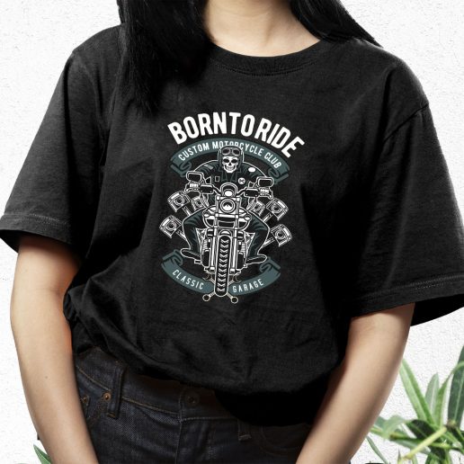 Aesthetic T Shirt Born To Ride Skull Biker Fashion Trends