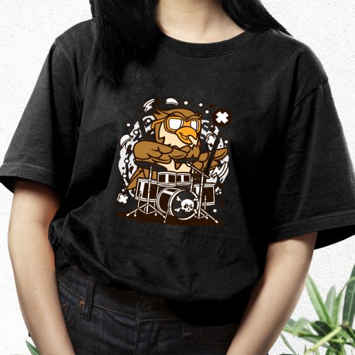 Aesthetic T Shirt Owl Drummer Fashion Trends