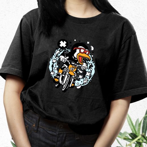 Aesthetic T Shirt Penguin Motocross Rider Fashion Trends