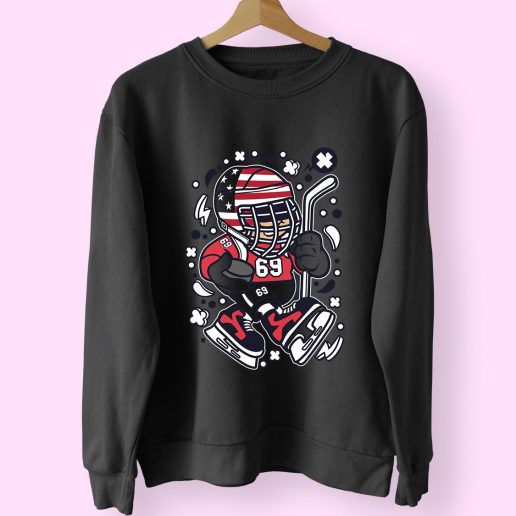 American Hockey Kid Funny Graphic Sweatshirt