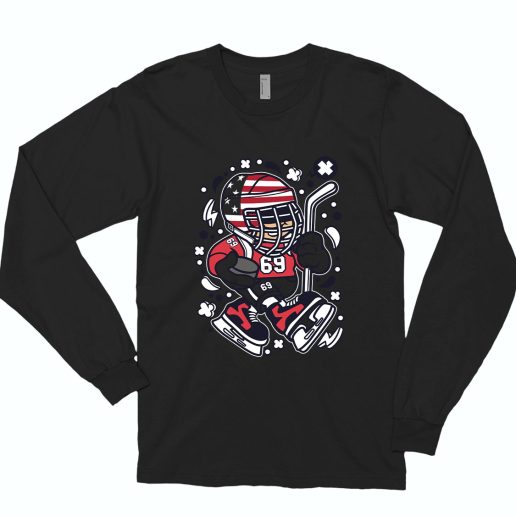 American Hockey Kid Funny Long Sleeve T shirt