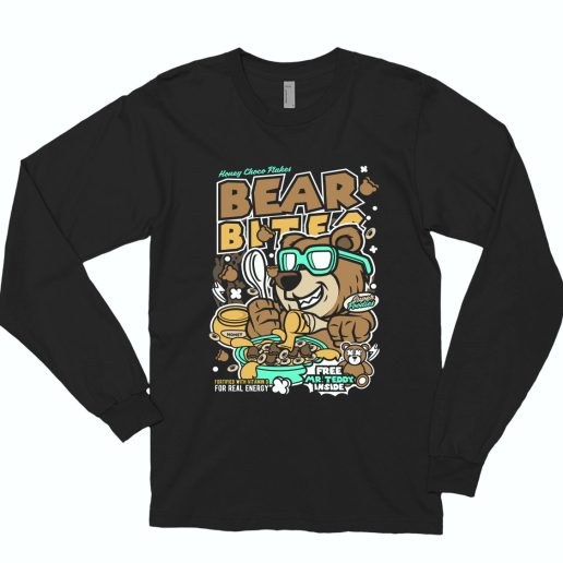 Bear Bites Funny Long Sleeve T shirt