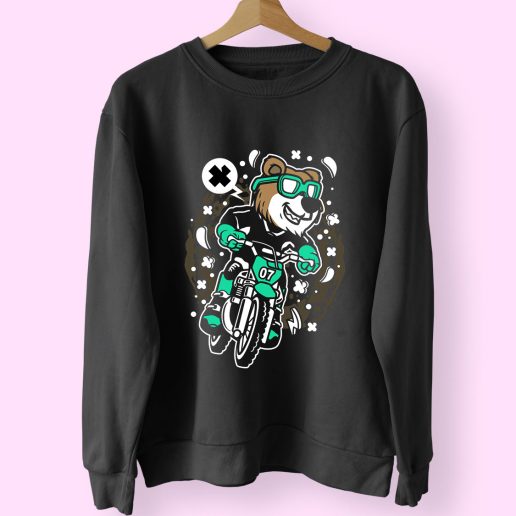 Bear Motocross Rider Funny Graphic Sweatshirt