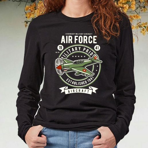 Black Long Sleeve T Shirt Air Force