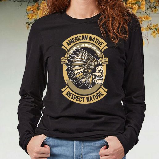 Black Long Sleeve T Shirt American Native