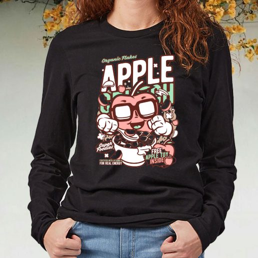 Black Long Sleeve T Shirt Apple Crunch