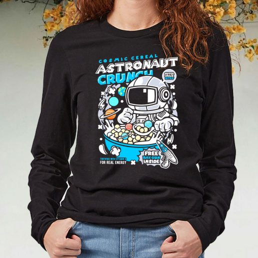 Black Long Sleeve T Shirt Astronaut Crunch