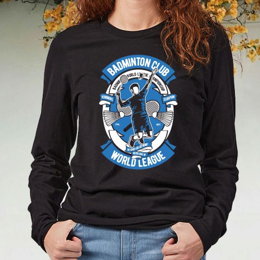 Black Long Sleeve T Shirt Badminton Club