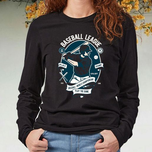 Black Long Sleeve T Shirt Baseball League