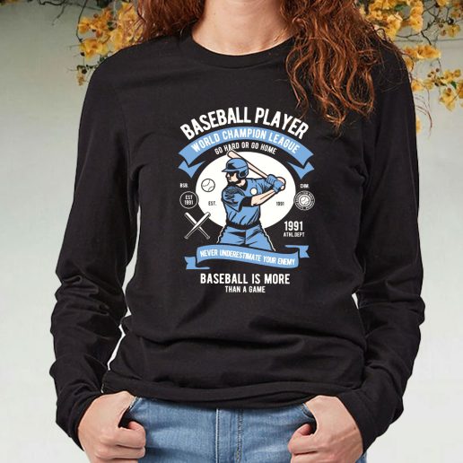 Black Long Sleeve T Shirt Baseball Player