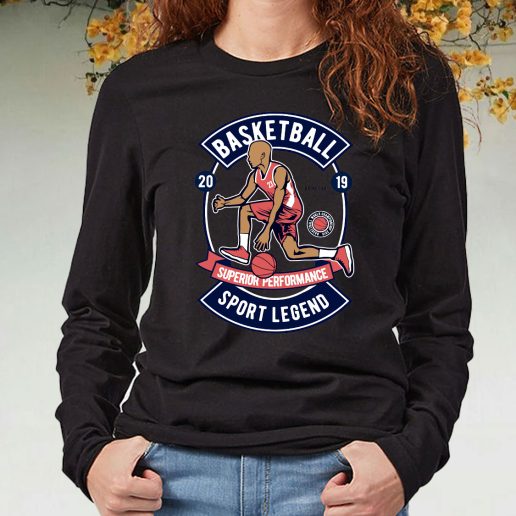 Black Long Sleeve T Shirt Basketball Sport Legend