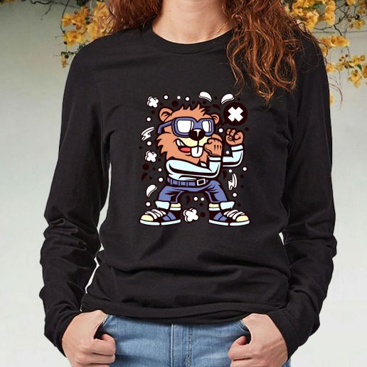 Black Long Sleeve T Shirt Beaver Fighter