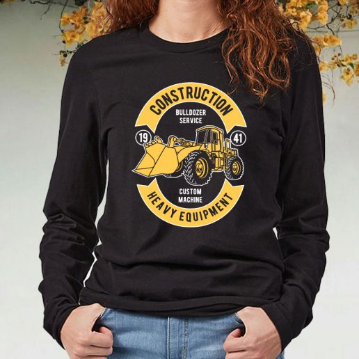 Black Long Sleeve T Shirt Bulldozer Service