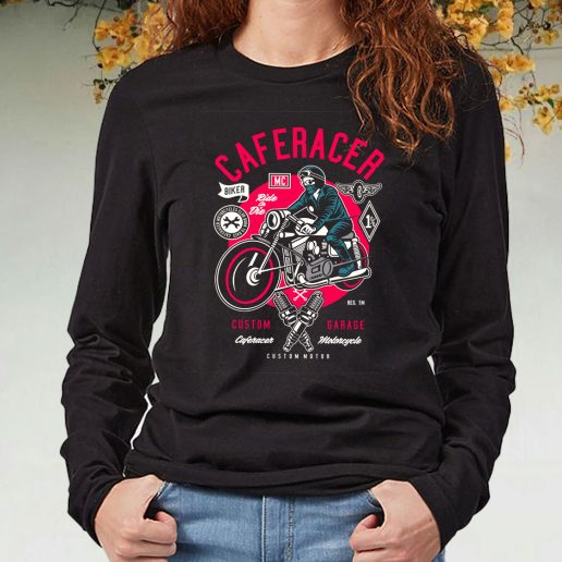 Black Long Sleeve T Shirt Caferacer