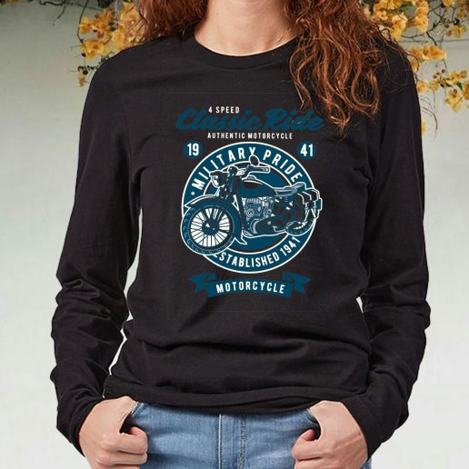 Black Long Sleeve T Shirt Classic Ride Military Pride