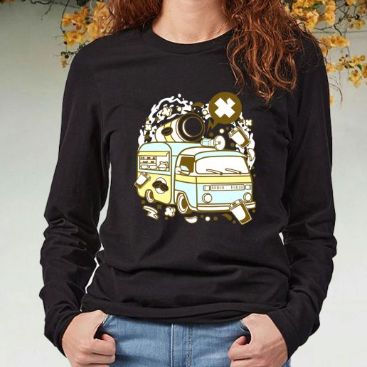 Black Long Sleeve T Shirt Coffee Van