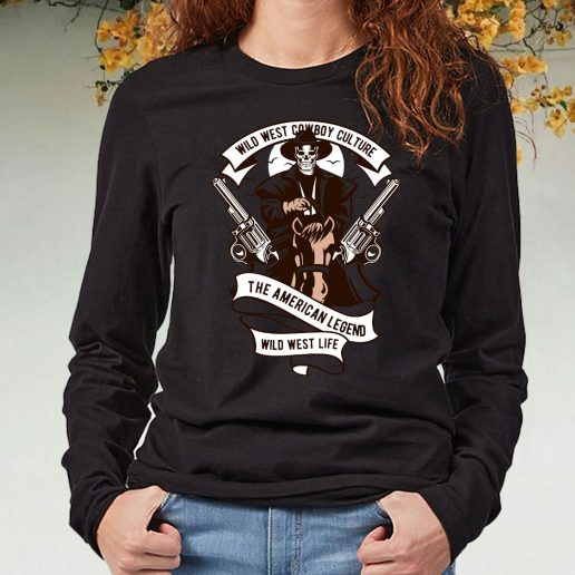 Black Long Sleeve T Shirt Cowboy